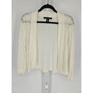 89th & Madison Women's White Long Sleeve Open Front Acrylic Cardigan Size M